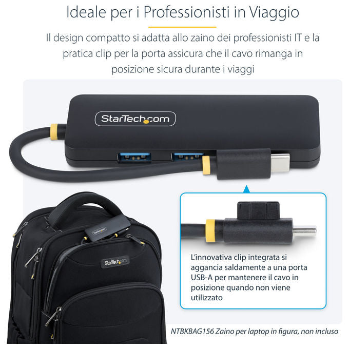 StarTech.com H5C4A-USB-HUB Hub USB-C 4 Porte USB 3.0 5 Gbps Bus Powered PlugandPlay protezione sovracorrente colore Nero