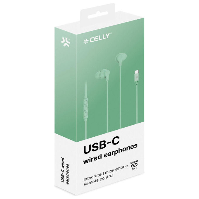 Celly UP1600TYPECGN Auricolari In-ear Cablati USB-C con Microfono Stereo 1,2 m colore Verde