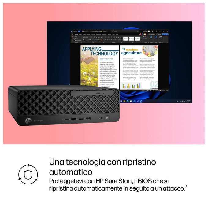HP CK2H3ET ProDesk 4 SFF G1i PC Desktop AI Intel Core Ultra 7 265 16 GB DDR5 1 TB SSD NVMe Windows 11 Pro colore Nero