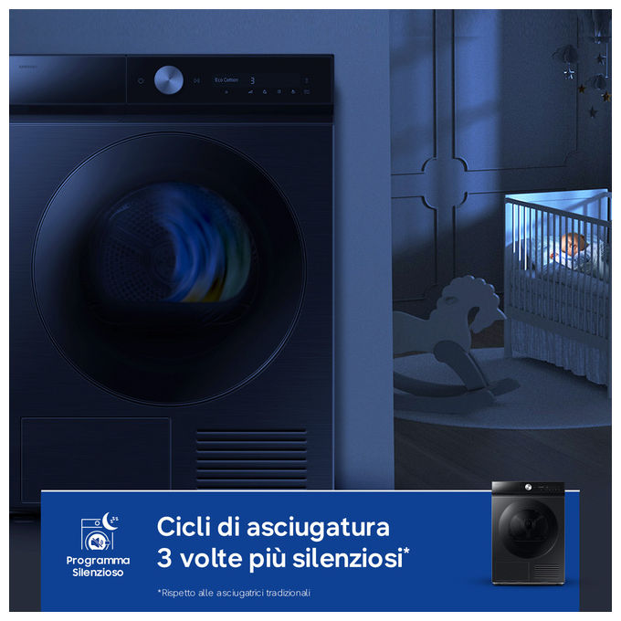 Samsung DV90DB8845GB Serie 8 Asciugatrice Pompa di Calore 9 Kg Classe A Wi-Fi AI Control QuickDrive (85x60x60 cm) colore Nero