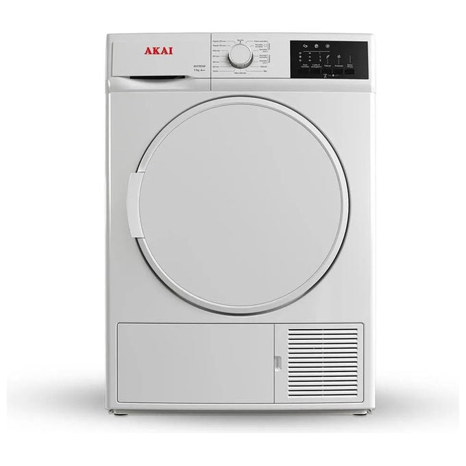 Akai ASC9036VT Asciugatrice Pompa di Calore 9 Kg Classe A++ 65 dB Partenza Ritardata Blocco Bambini (85x60x60 cm) colore Bianco