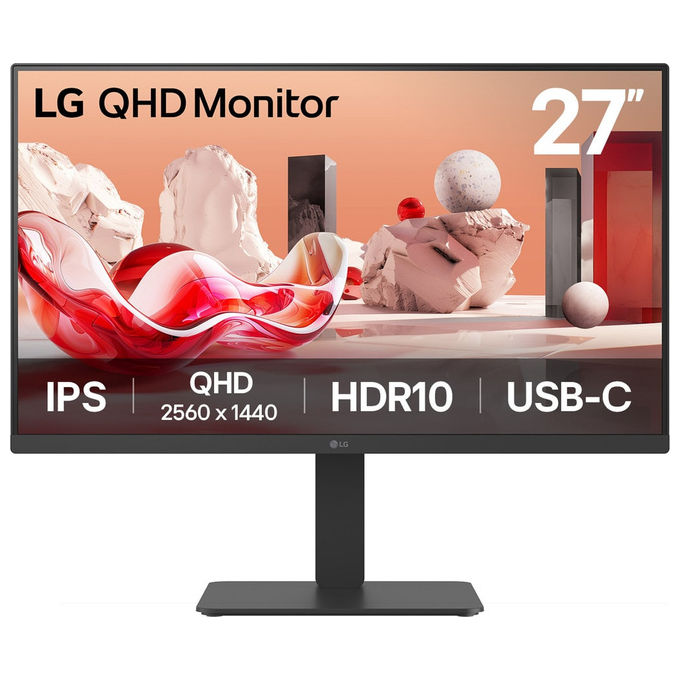 LG 27BA65QB-B.AEU Monitor PC 27'' QHD IPS LED 2560x1440 100Hz Hub USB 3.2 KVM colore Nero