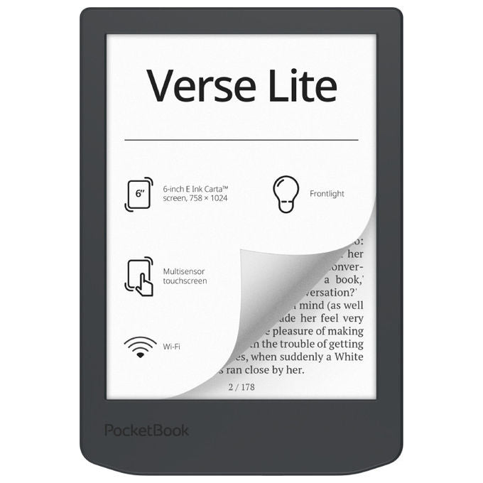PocketBook PB619-T-WW Verse Lite Lettore E-Book Touch Screen E Ink 6'' 8 GB Wi-Fi colore Grigio