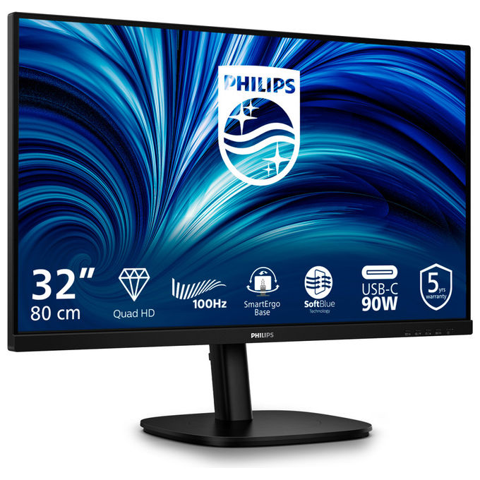 Philips 32B2U3601-00 Monitor PC 31.5'' Quad HD IPS 2560x1440 100Hz 4ms USB-C 90W Docking LAN colore Nero
