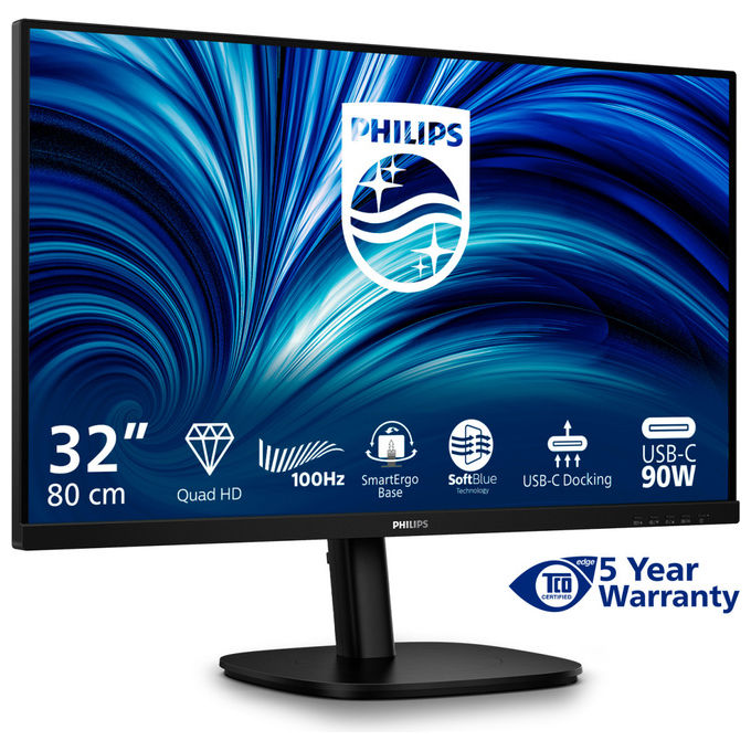 Philips 32B2U3601-00 Monitor PC 31.5'' Quad HD IPS 2560x1440 100Hz 4ms USB-C 90W Docking LAN colore Nero