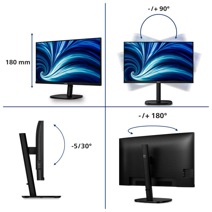 Philips 32B2U3601-00 Monitor PC 31.5'' Quad HD IPS 2560x1440 100Hz 4ms USB-C 90W Docking LAN colore Nero