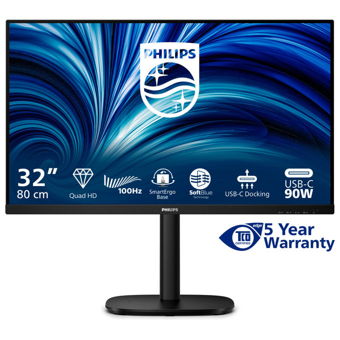 Philips 32B2U3601-00 Monitor PC 31.5'' Quad HD IPS 2560x1440 100Hz 4ms USB-C 90W Docking LAN colore Nero