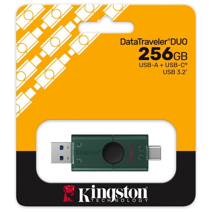 Kingston DTDEG2-256GB DataTraveler DuoG2 Chiavetta USB 256 GB USB Type-A USB Type-C 3.2 Gen 1 colore Nero Verde