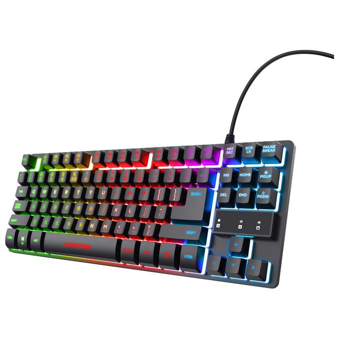 Trust 25887 GXT 833 Thado Tastiera Gaming TKL USB 87 Tasti Retroilluminazione LED Multicolore Anti-ghosting Layout Italiano colore Nero