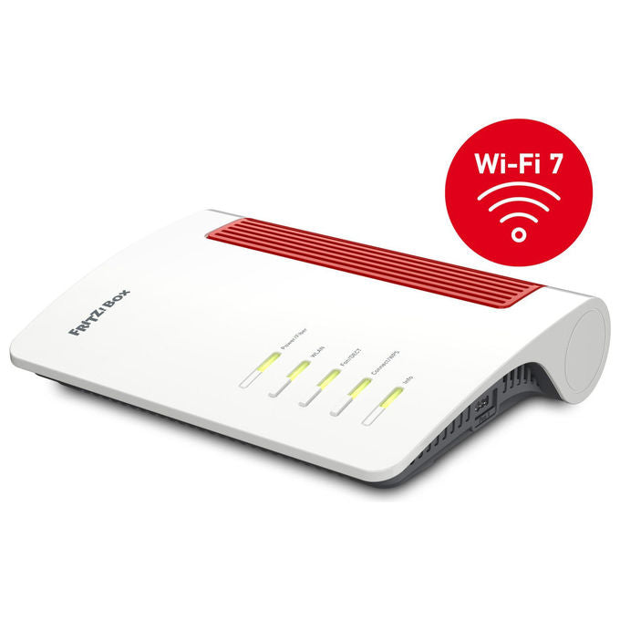 Fritz! 20003146 Fritz Box 5690 Router Wireless Wi-Fi 7 Dual Band 2.5 Gigabit Ethernet GPON 4 porte LAN colore Rosso Bianco