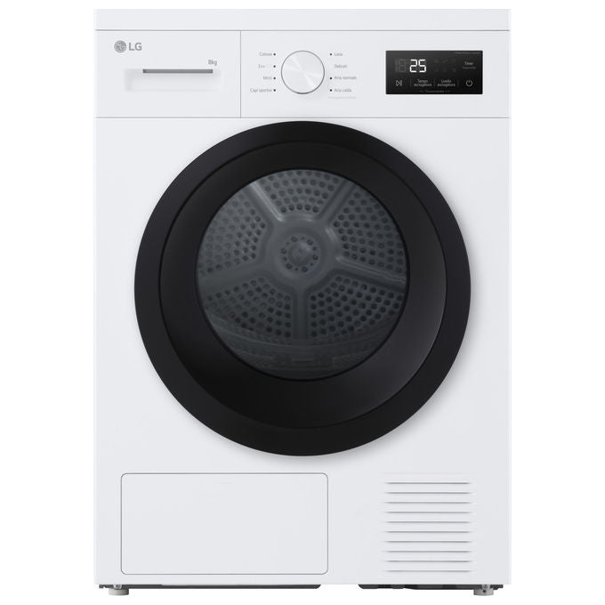 LG RNA1008NWK Asciugatrice Pompa di Calore 8 Kg Classe D 8 Programmi Sensore Asciugatura (85x60x60 cm) colore Bianco