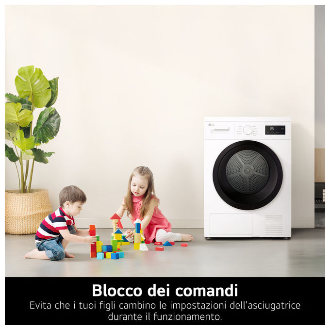 LG RNA1008NWK Asciugatrice Pompa di Calore 8 Kg Classe D 8 Programmi Sensore Asciugatura (85x60x60 cm) colore Bianco