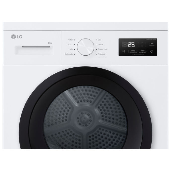 LG RNA1008NWK Asciugatrice Pompa di Calore 8 Kg Classe D 8 Programmi Sensore Asciugatura (85x60x60 cm) colore Bianco