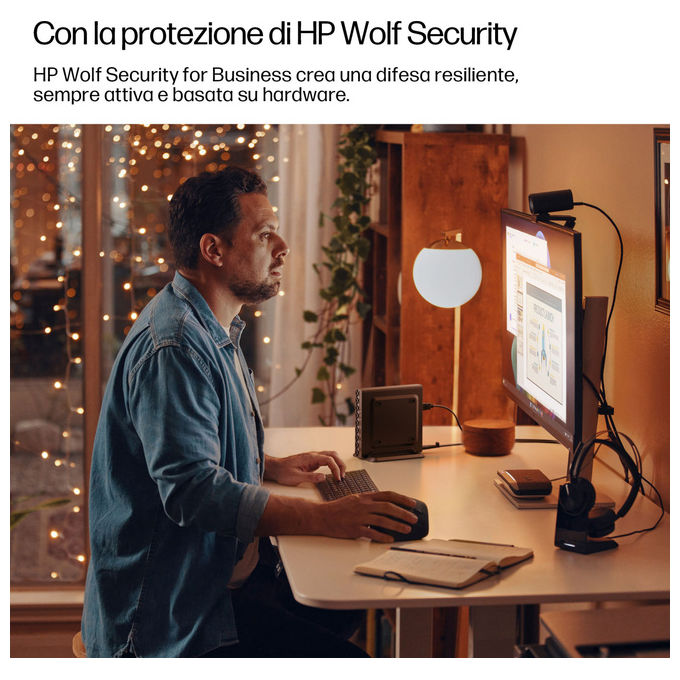 HP C61QPAT EliteDesk 8 Mini G1a Mini PC AMD Ryzen AI 7 350 32 GB DDR5 1 TB SSD NVMe Wi-Fi 7 Windows 11 Pro colore Nero