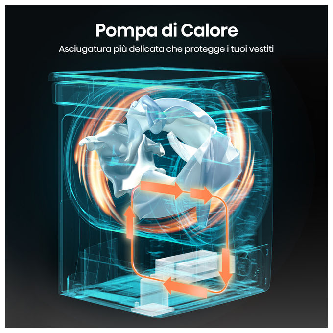 Hisense DHQE900UWDC Asciugatrice Pompa di Calore 9 Kg Classe D Inverter 15 Programmi 64 dB (85x60x59 cm) colore Bianco