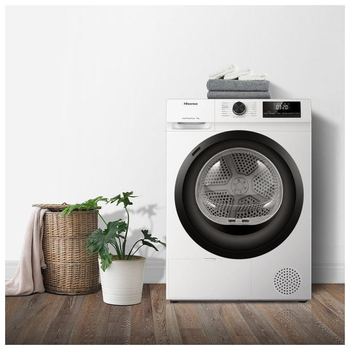 Hisense DHQE900UWDC Asciugatrice Pompa di Calore 9 Kg Classe D Inverter 15 Programmi 64 dB (85x60x59 cm) colore Bianco