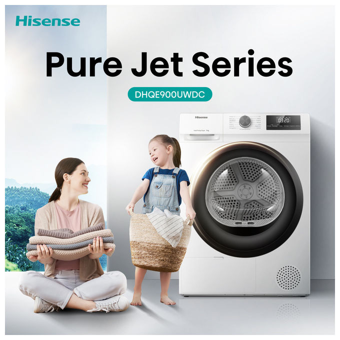 Hisense DHQE900UWDC Asciugatrice Pompa di Calore 9 Kg Classe D Inverter 15 Programmi 64 dB (85x60x59 cm) colore Bianco