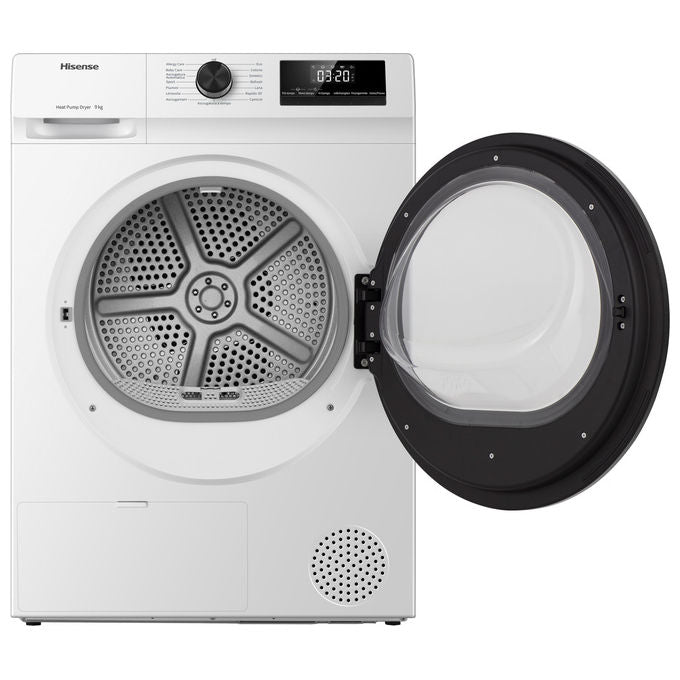 Hisense DHQE900UWDC Asciugatrice Pompa di Calore 9 Kg Classe D Inverter 15 Programmi 64 dB (85x60x59 cm) colore Bianco