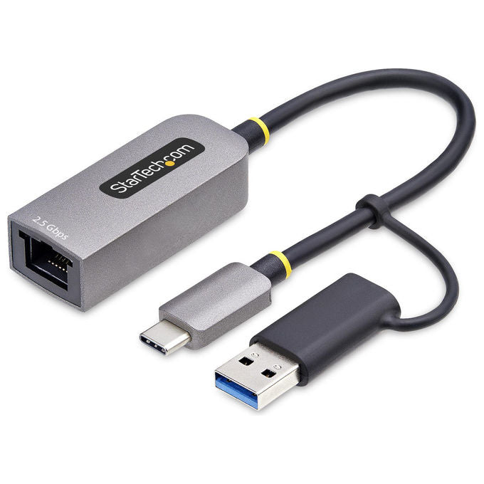 StarTech.com U2GA-USB-C-ETHERNET Adattatore di Rete USB-C a RJ45 2.5GbE NBASE-T con Adattatore USB-A incluso colore Grigio