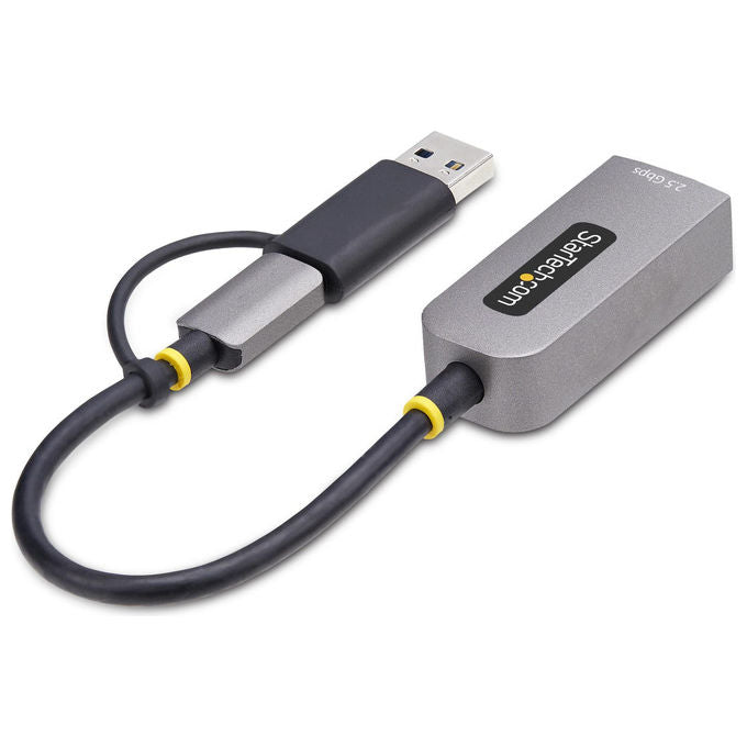 StarTech.com U2GA-USB-C-ETHERNET Adattatore di Rete USB-C a RJ45 2.5GbE NBASE-T con Adattatore USB-A incluso colore Grigio