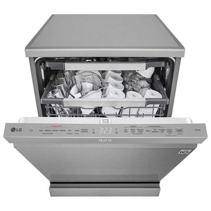 LG DF587HVS Serie 5 Lavastoviglie Libera Installazione 14 coperti Classe A QuadWash TrueSteam Wi-Fi 43 dB (85x60x60 cm) colore Grigio