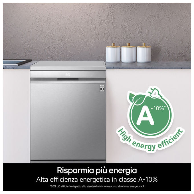 LG DF587HVS Serie 5 Lavastoviglie Libera Installazione 14 coperti Classe A QuadWash TrueSteam Wi-Fi 43 dB (85x60x60 cm) colore Grigio