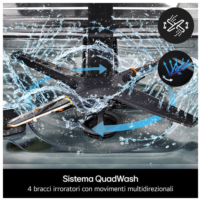 LG DF587HVS Serie 5 Lavastoviglie Libera Installazione 14 coperti Classe A QuadWash TrueSteam Wi-Fi 43 dB (85x60x60 cm) colore Grigio