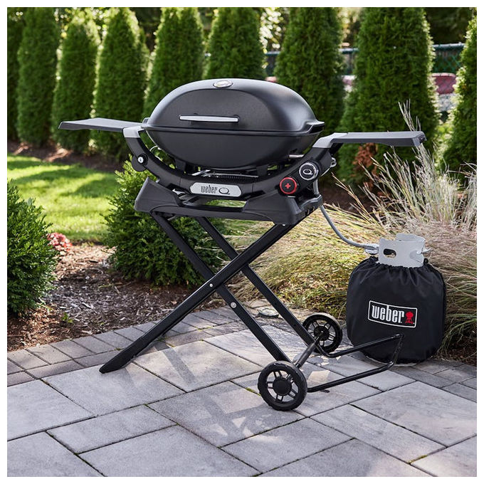 Weber 3400856 Carrello Portatile Barbecue Serie Q Pieghevole 2 Ruote All-Terrain colore Nero