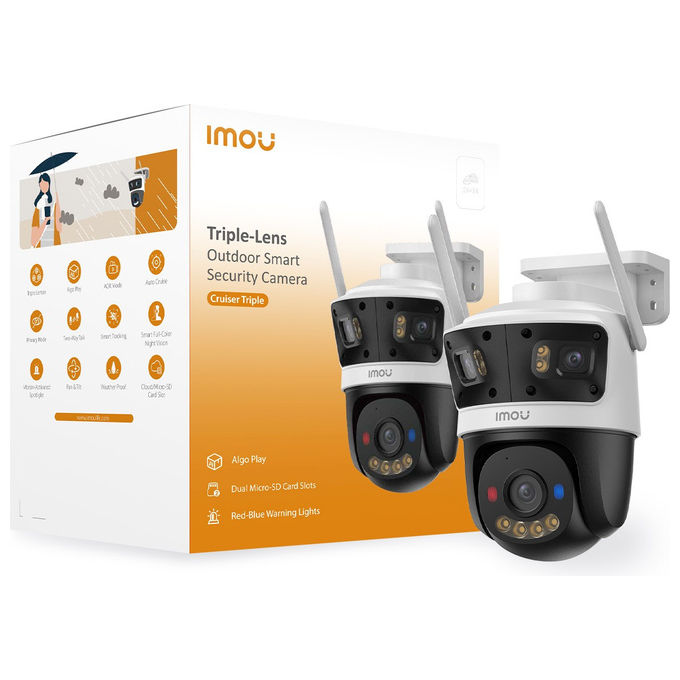 Imou IPC-S7UP-11M0WED Cruiser Triple Telecamera IP Esterno 11MP Wi-Fi 6 Pan Tilt 355° Tripla Lente IP66 colore Nero