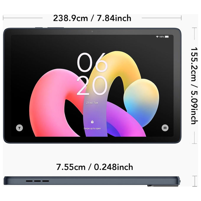 TCL 8483A2-2ALCA111 TAB 10L Gen 4 Tablet Android 10.1'' IPS 4 GB RAM 128 GB Wi-Fi 5 Android 15 colore Antracite