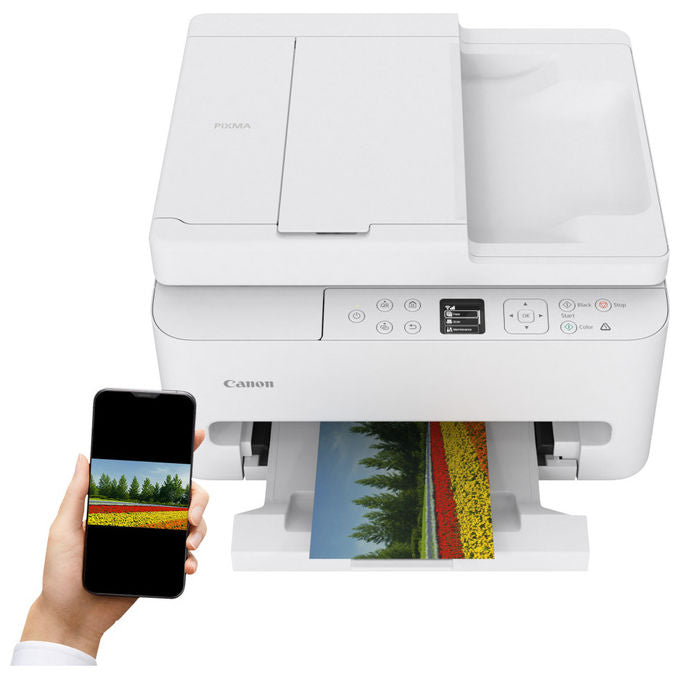 Canon PIXMA TS7550i Stampante Multifunzione Inkjet A4 1200x1200 DPI Wi-Fi Fronte Retro Automatico ADF Display OLED colore Bianco