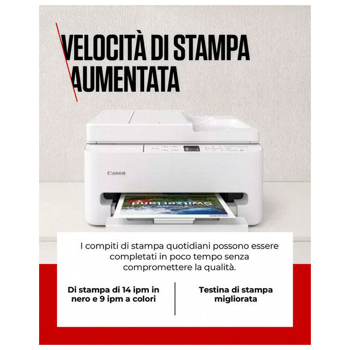 Canon PIXMA TS7550i Stampante Multifunzione Inkjet A4 1200x1200 DPI Wi-Fi Fronte Retro Automatico ADF Display OLED colore Bianco