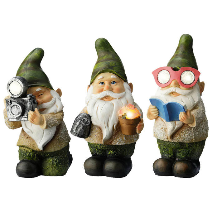 Kaemingk Lampada Solare da Esterno Gnomo da Giardino Poliresina Luce Calda 24 cm colore Assortito