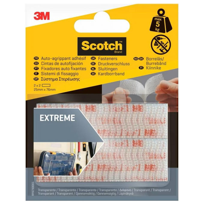 3M Scotch RF7020M00 Pastiglie Adesive Autoaggrippanti per Interni 22x22 mm Carico Max 1,5 Kg 24 Pezzi colore Bianco
