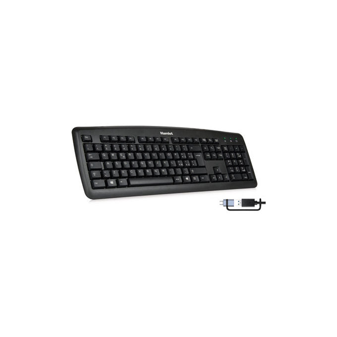 Hamlet XKKITA2-CX Tastiera USB Full-size QWERTY Italiano 105 Tasti Membrana Adattatore USB-C colore Nero