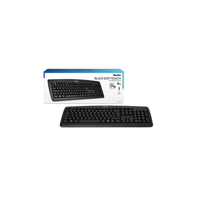 Hamlet XKKITA2-CX Tastiera USB Full-size QWERTY Italiano 105 Tasti Membrana Adattatore USB-C colore Nero