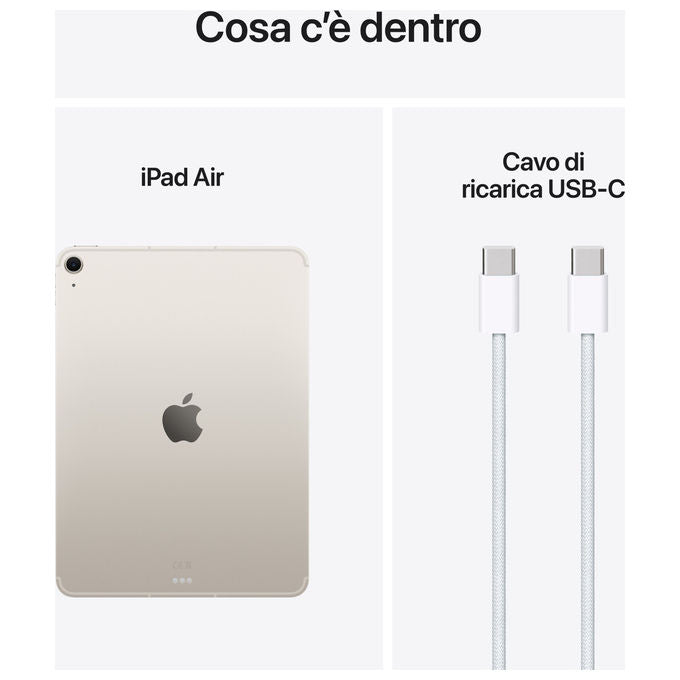 Apple MCG24TY-A iPad Air 11'' Tablet M3 256GB 8GB RAM Display Liquid Retina 2360x1640 5G Wi-Fi 6E iPadOS 18 colore Galassia