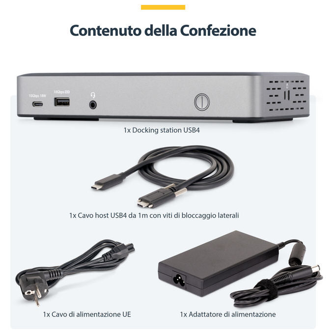 StarTech.com 150UE-USB4DOCKTRIPLE Docking Station USB4 3 Monitor 4K 60Hz HDMI DisplayPort Ethernet 2.5GbE Ricarica 100W colore Grigio