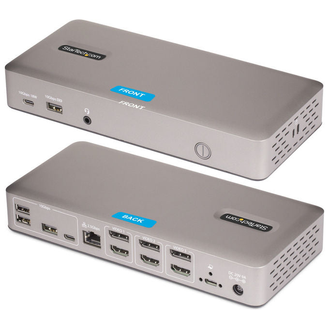 StarTech.com 150UE-USB4DOCKTRIPLE Docking Station USB4 3 Monitor 4K 60Hz HDMI DisplayPort Ethernet 2.5GbE Ricarica 100W colore Grigio