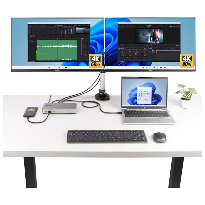 StarTech.com 150UE-USB4DOCKTRIPLE Docking Station USB4 3 Monitor 4K 60Hz HDMI DisplayPort Ethernet 2.5GbE Ricarica 100W colore Grigio