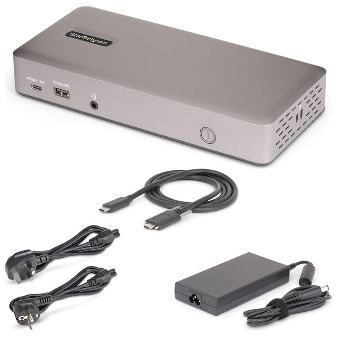 StarTech.com 150UE-USB4DOCKTRIPLE Docking Station USB4 3 Monitor 4K 60Hz HDMI DisplayPort Ethernet 2.5GbE Ricarica 100W colore Grigio