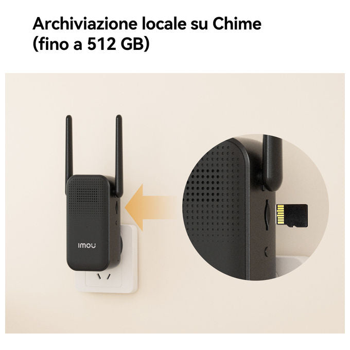 Imou DB-3EP-4M0W-DS3 Doorbell 3S Videocitofono Smart 4MP Fisheye 360° AI Batteria 5000mAh Wi-Fi con Cicalino colore Nero