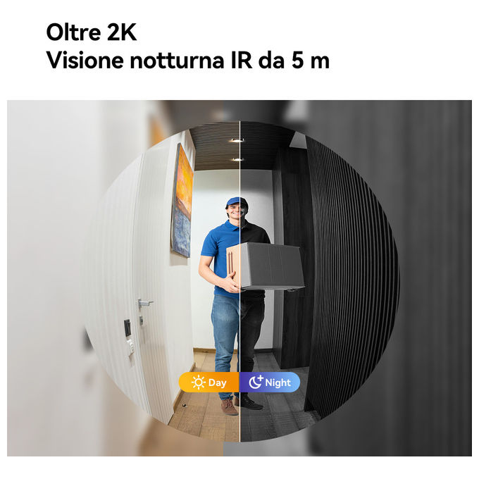 Imou DB-3EP-4M0W-DS3 Doorbell 3S Videocitofono Smart 4MP Fisheye 360° AI Batteria 5000mAh Wi-Fi con Cicalino colore Nero