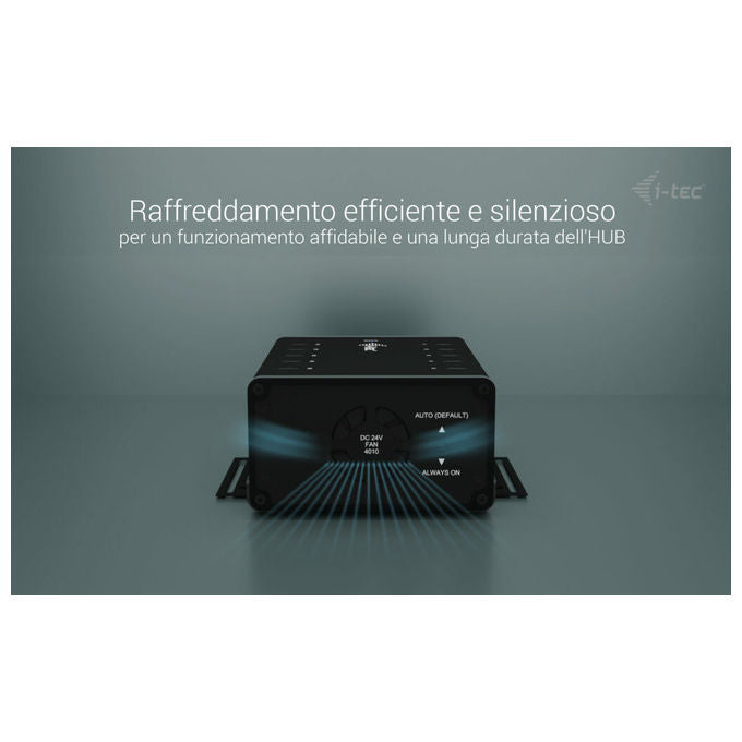 I-tec CACHRGHUB10C Hub USB-C USB-A 10 Porte Ricarica 15W per Porta 5 Gbps Adattatore Integrato 180W colore Nero