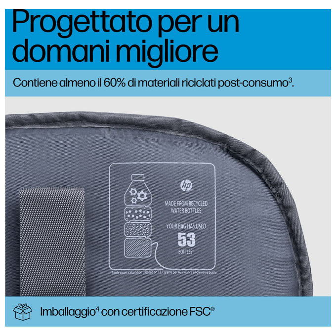 HP A2CE0AA Travel Plus Zaino per Notebook 17.3'' 30L Poliestere Riciclato Trolley Integrato Impermeabile colore Blu Grafite