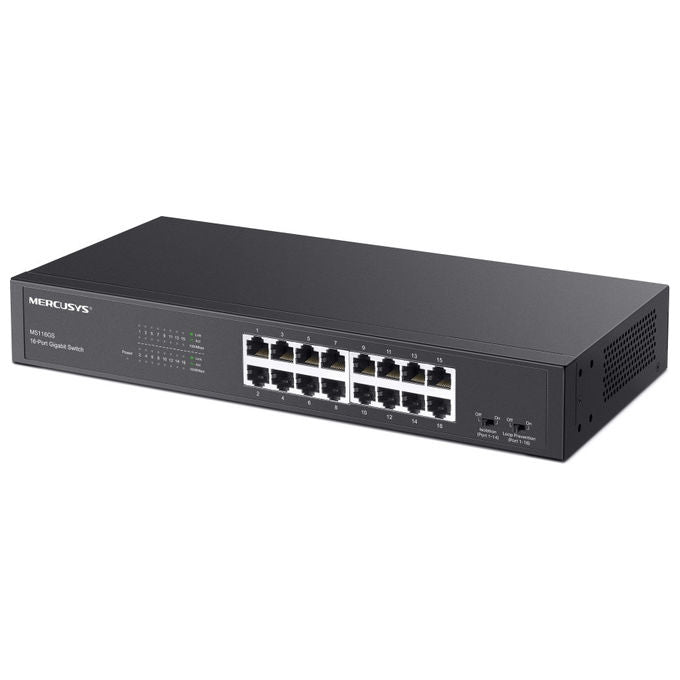 Mercusys MS116GS Switch Gigabit Ethernet 16 Porte Desktop Rack 32 Gbps Plug and Play colore Nero