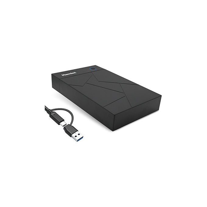 Hamlet HXD3U6G-AC Box Esterno HDD SATA 3.5'' USB 3.2 Gen 1 5 Gbps USB-C USB-A con Alimentatore colore Nero
