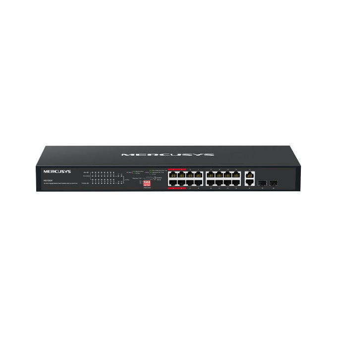 Mercusys MS120GP Switch Gigabit Rackmount 20 Porte 16 Porte PoE+ 2 Slot SFP Budget PoE 192 W Non Gestito