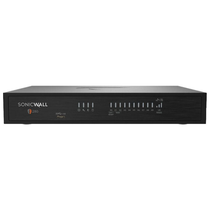 SonicWall TZ280 Gen 8 Firewall Desktop 8 porte 1GbE 2 slot SFP 2.5 Gbps 200 tunnel VPN colore Nero
