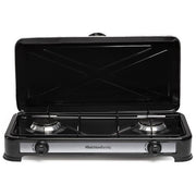 Melchioni Family 118360124 MINERVA 2 Fornello a Gas Portatile 2 Fuochi GPL Acciaio Smaltato colore Nero